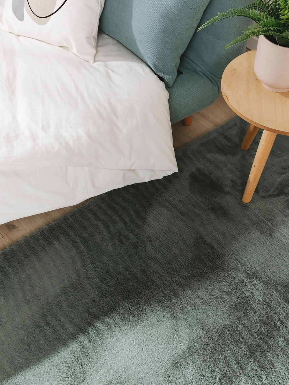 Tapis fausse fourrure vert 80x300 — vue 4