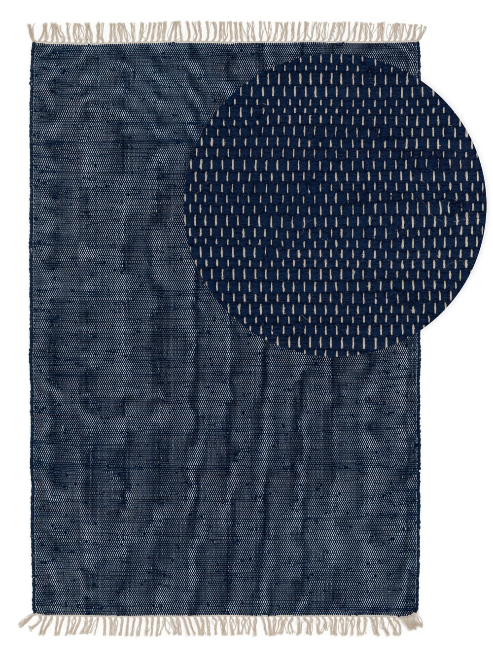 Tapis fabriqué à partir de matériaux recyclés bleu foncé 60x100