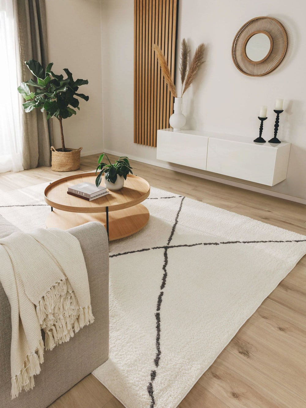 Tapis à poils longs crème 160x230 — vue 3