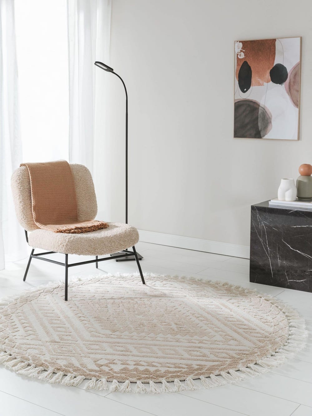 Tapis rond beige D 150 — vue 3