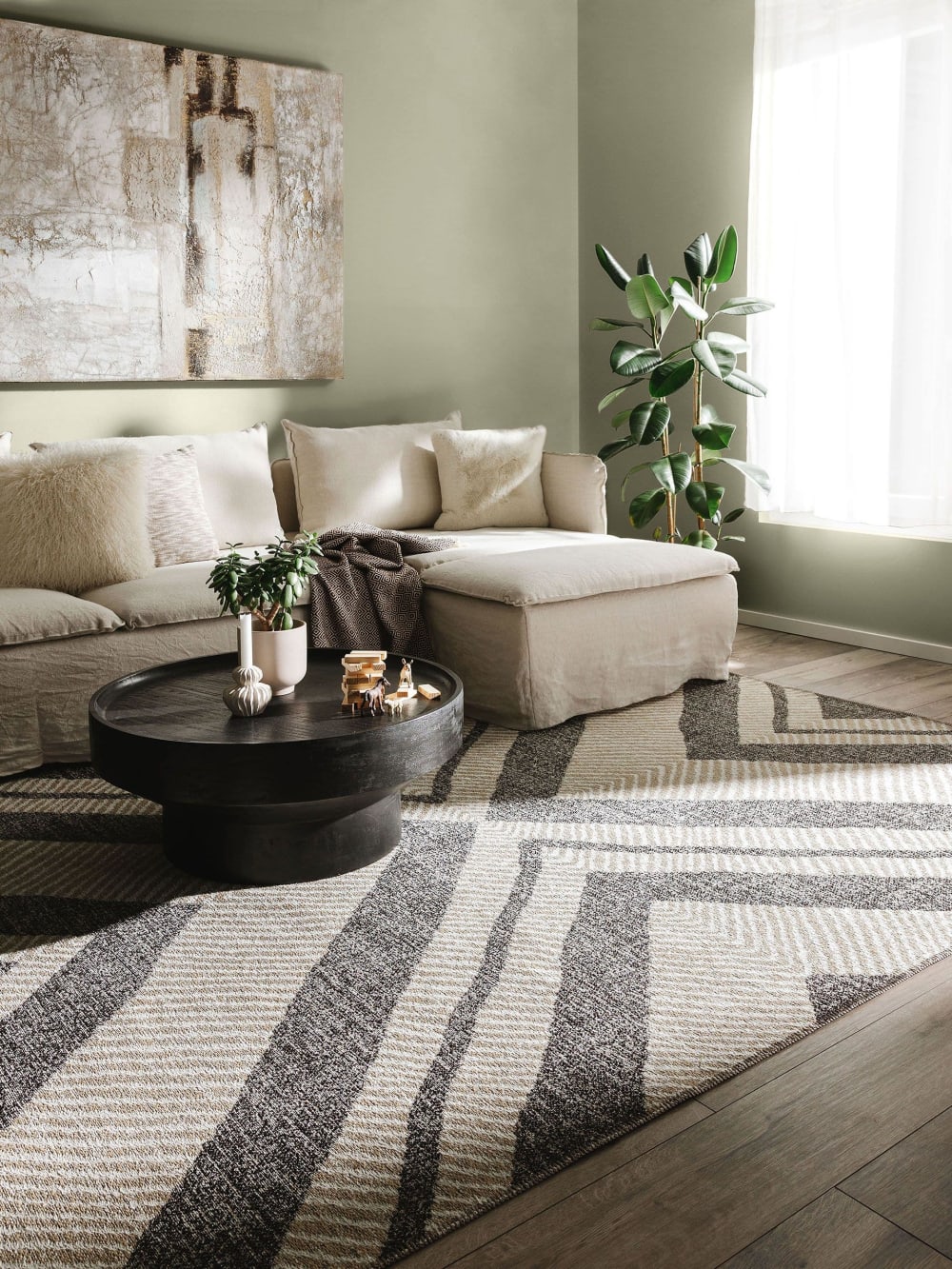 Tapis tissé à plat beige/marron 120x170 — vue 3