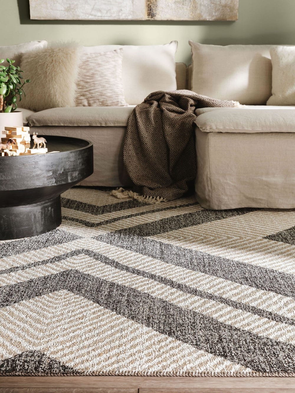 Tapis tissé à plat beige/marron 120x170 — vue 4