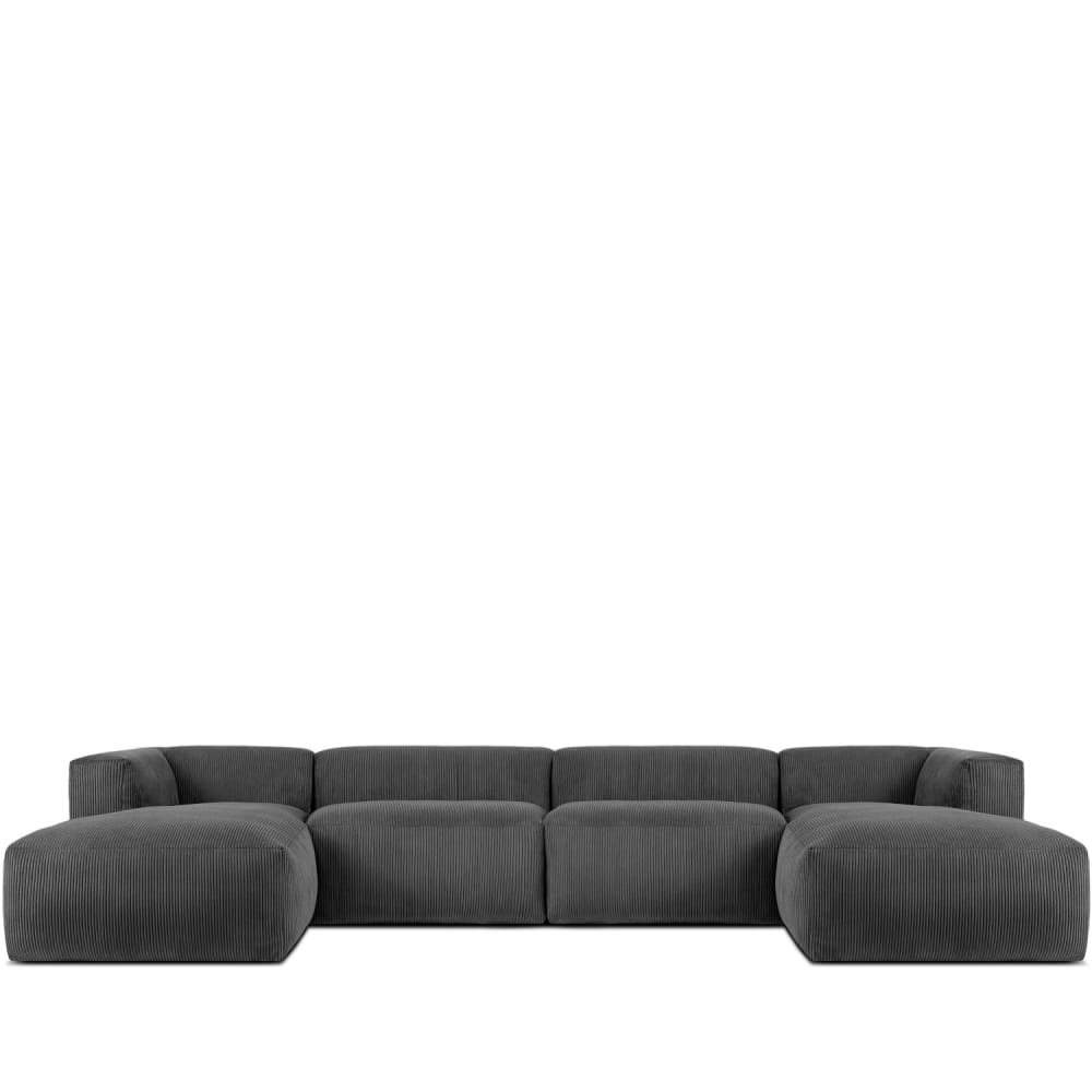 KONSIMO 7/8 Sitzer Panorama-Ecksofa mit extrem weicher Sitzfläche, grau style modern - Stoff