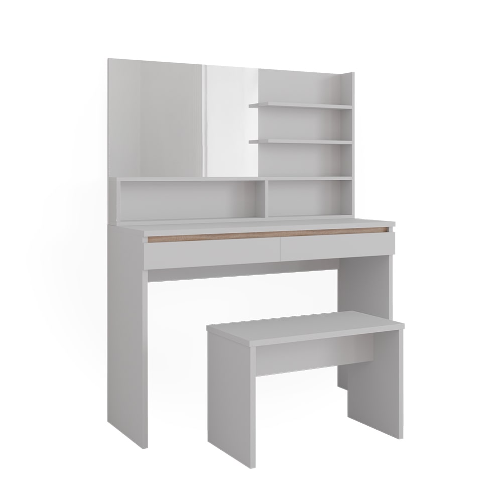 Coiffeuse avec banc, Blanc 120 x 83 cm