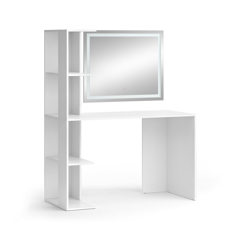 Coiffeuse avec miroir LED, Blanc 122.2 x 75.8cm