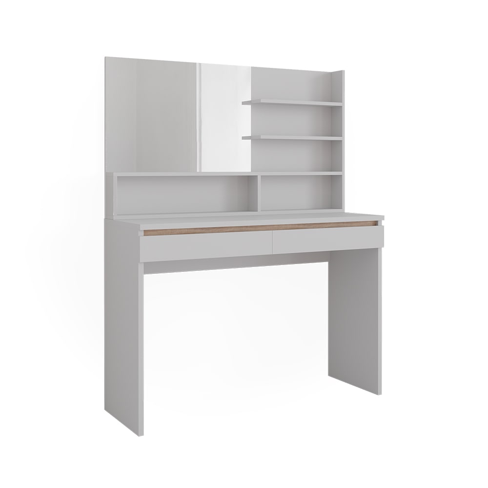 Coiffeuse avec étagère miroir, Blanc 120 x 83 cm