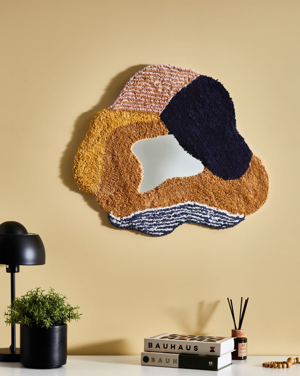 Miroir en tissu multicolore 62x60