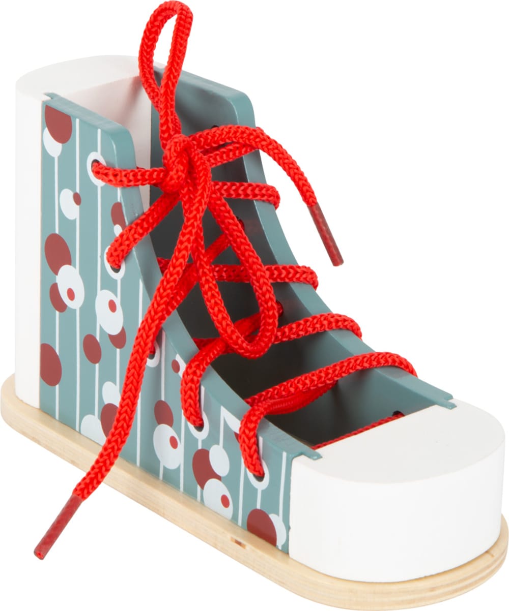 Small foot company Fädelschuh BLAU HOLZ Kinder