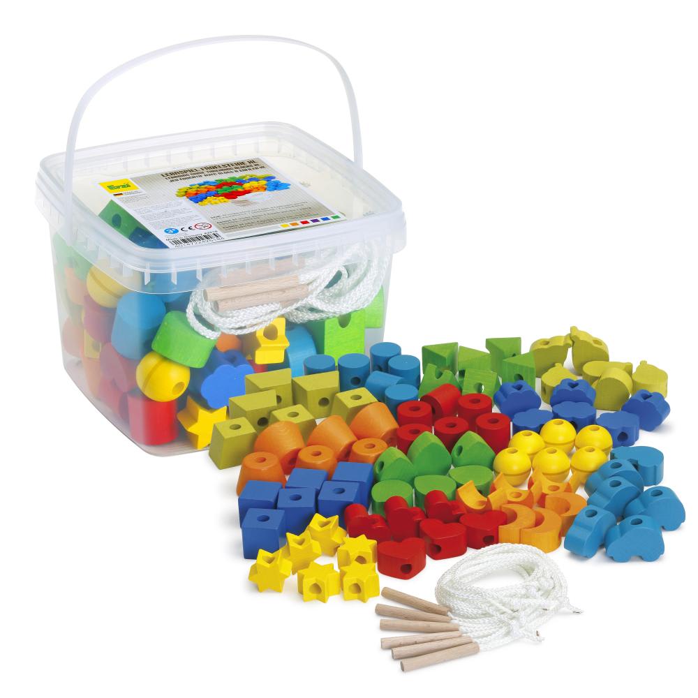 Erzi Lernspiel Fädeln BLAU HOLZ Kinder