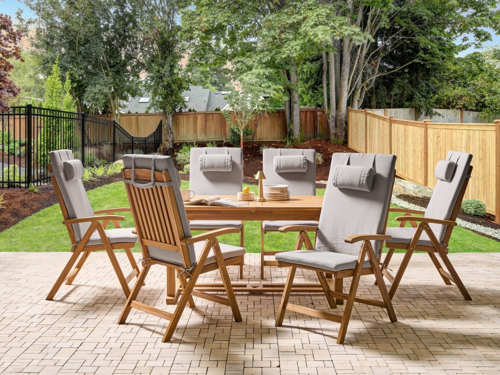 Outdoor Sitzkissen 6er Set 50 x 71 cm Hellgrau - Maisons Du