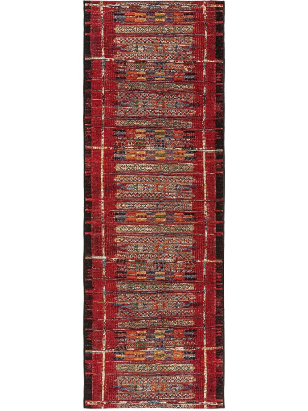 Alfombra de exterior & interior multicolor/rojo 80x250