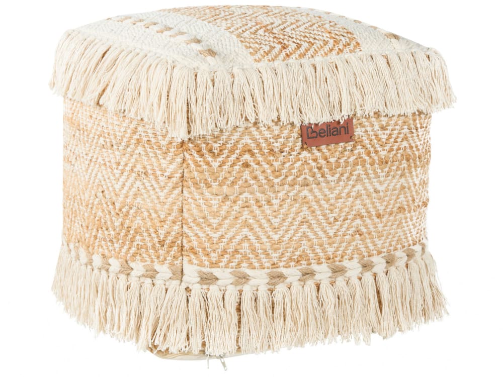 Pouf en tissu beige 40x40cm