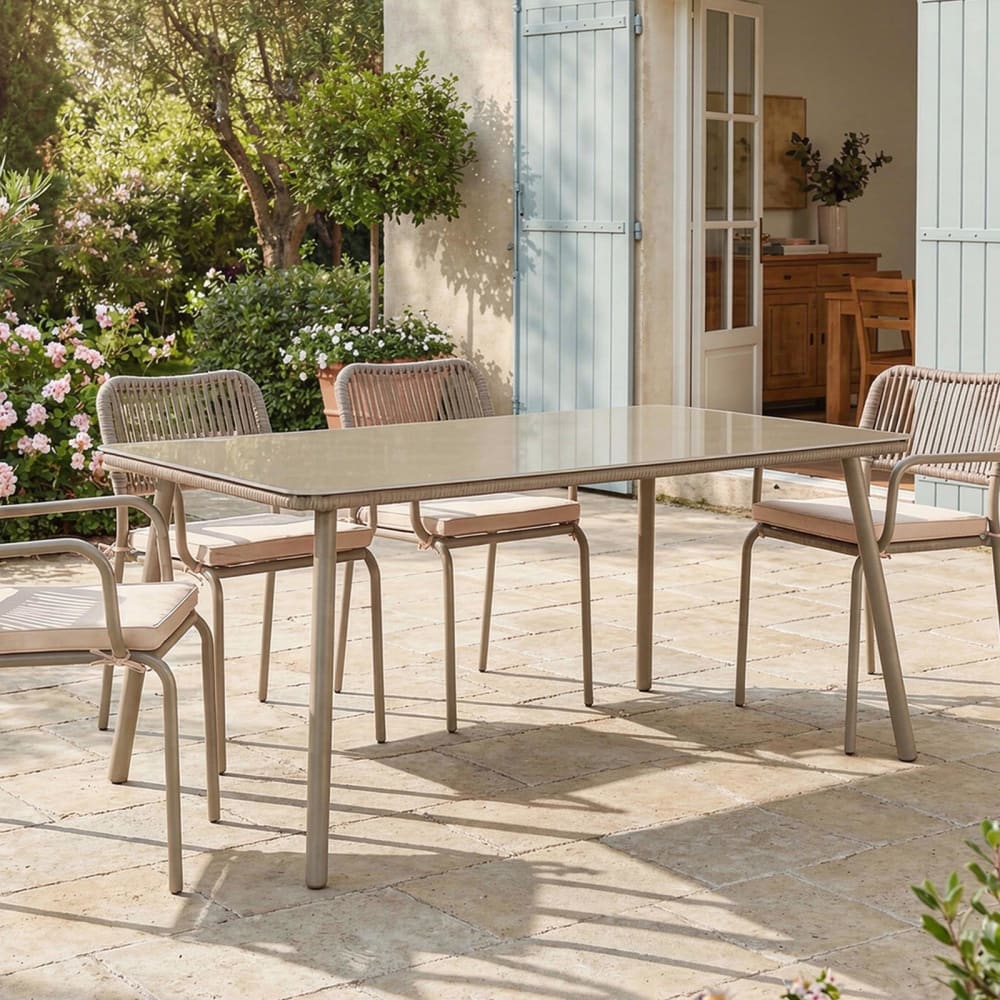 Gartentisch mit Tischplatte aus Glas, braun - Maisons Du Monde