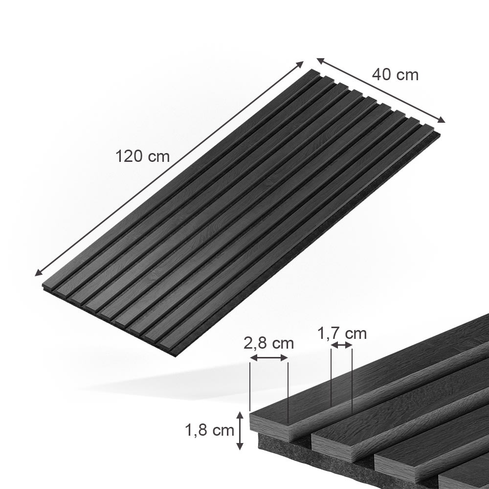 Akustikpaneel 8 Stück Schwarz 120x40cm - Maisons Du Monde
