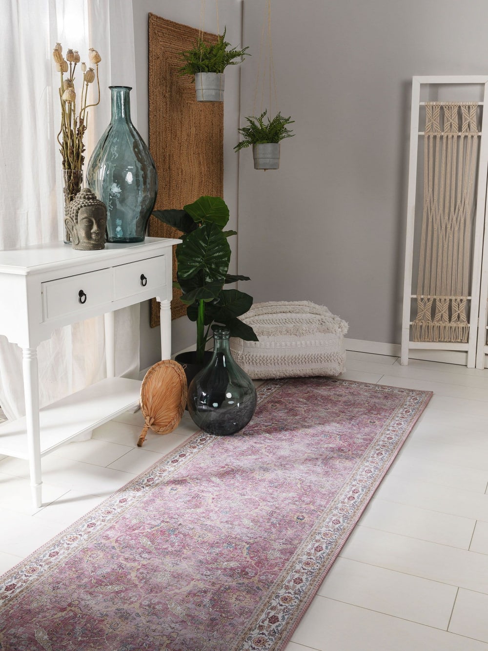 Tapis de couloir rose 80x240 — vue 3