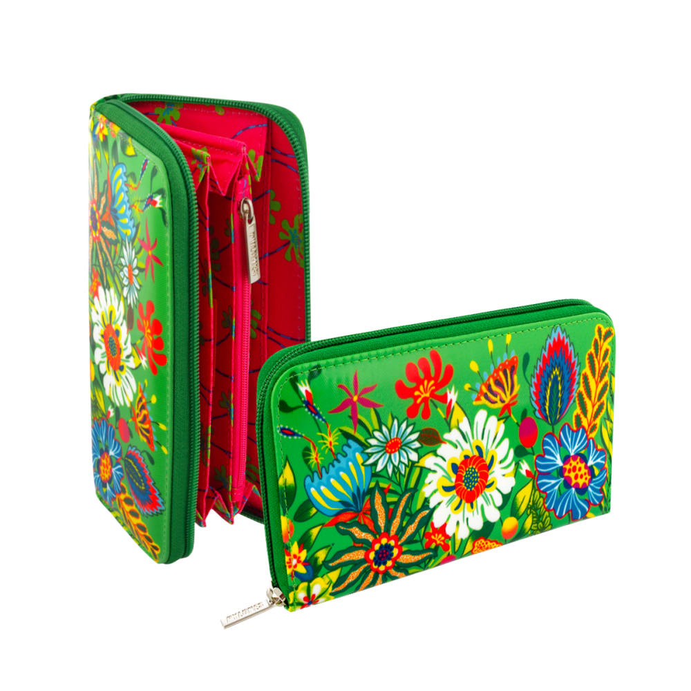 Billetero  verde algodón  19 x 0 x 11 cm
