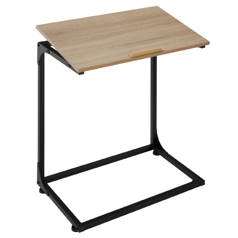 Mesa auxiliar para portátil madera y acero 55x35x66,5cm, madera clara