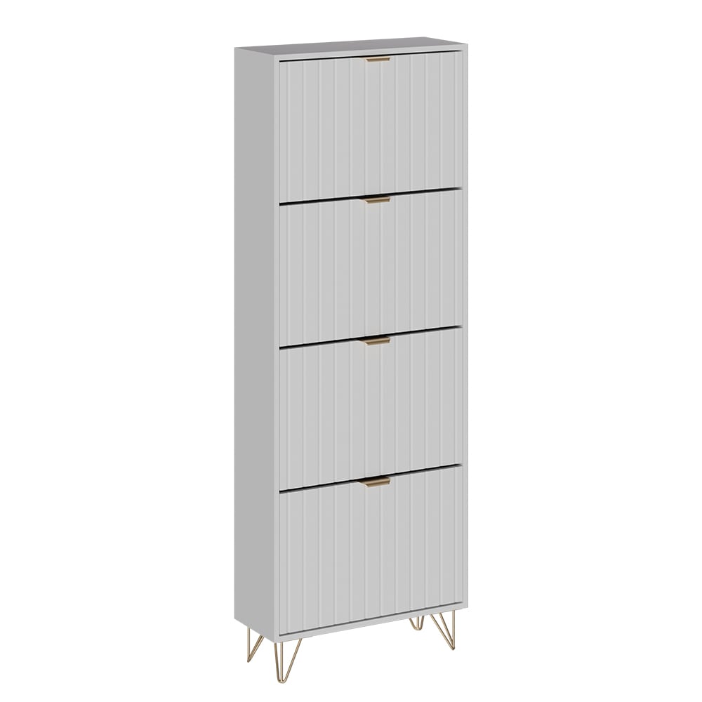 Armoire à chaussures 4 compartiments Blanc 60x166.7cm