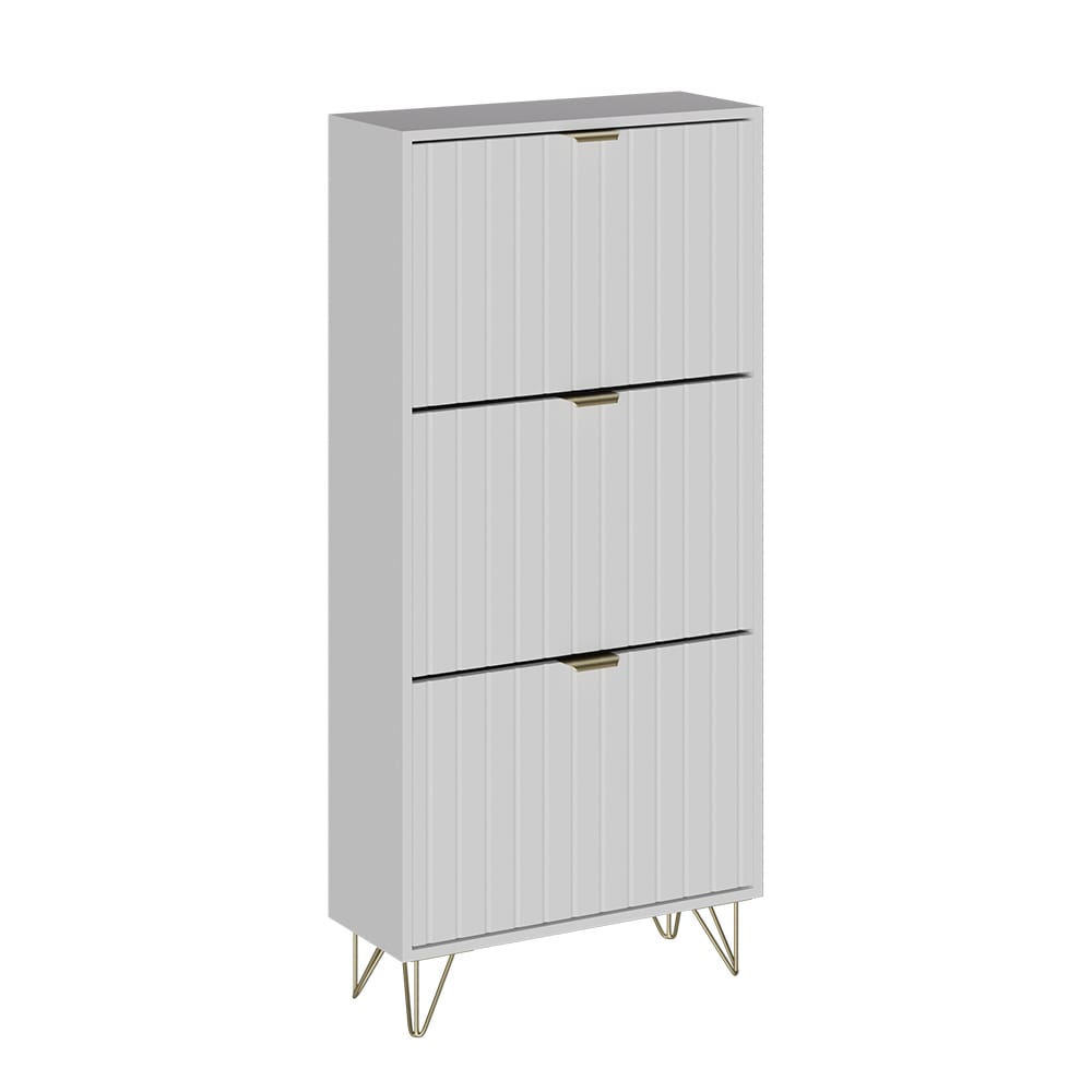 Armoire à chaussures 3 compartiments Blanc 60x128.5cm