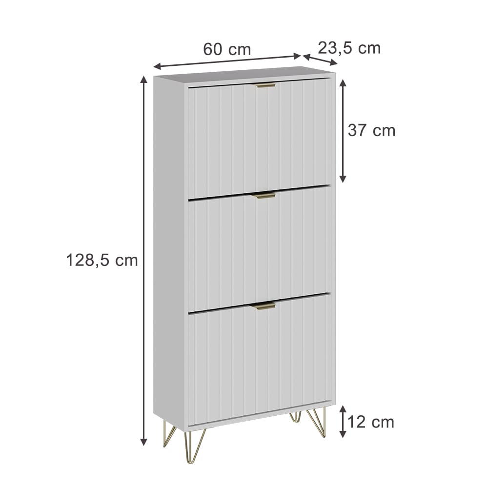 Schuhschrank 3 Fächer Weiß 60x128.5cm - Maisons Du Monde