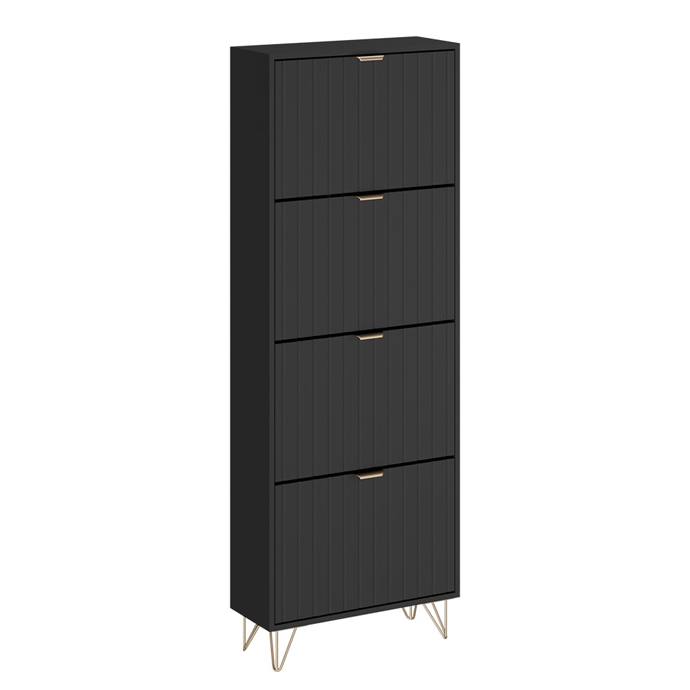 Armoire à chaussures 4 compartiments Noir 60x166.7cm
