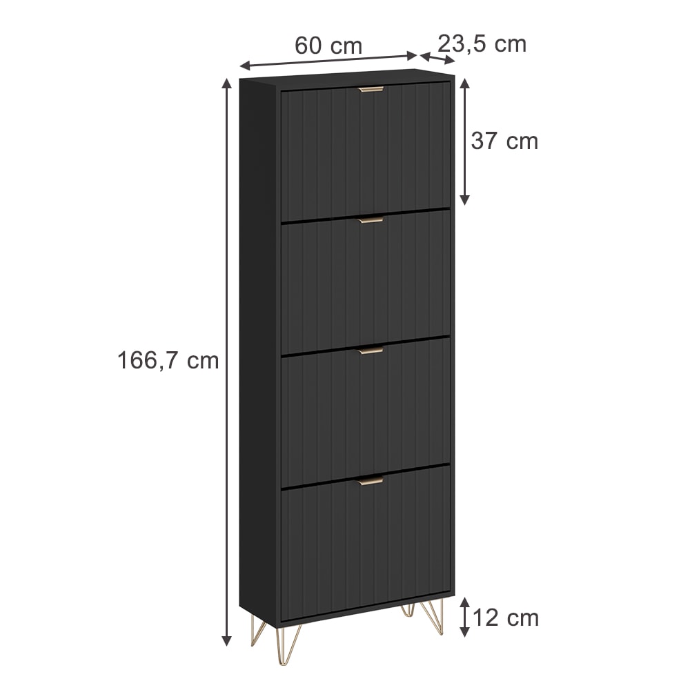 Schuhschrank 4 Fächer Schwarz 60x166.7cm - Maisons Du Monde