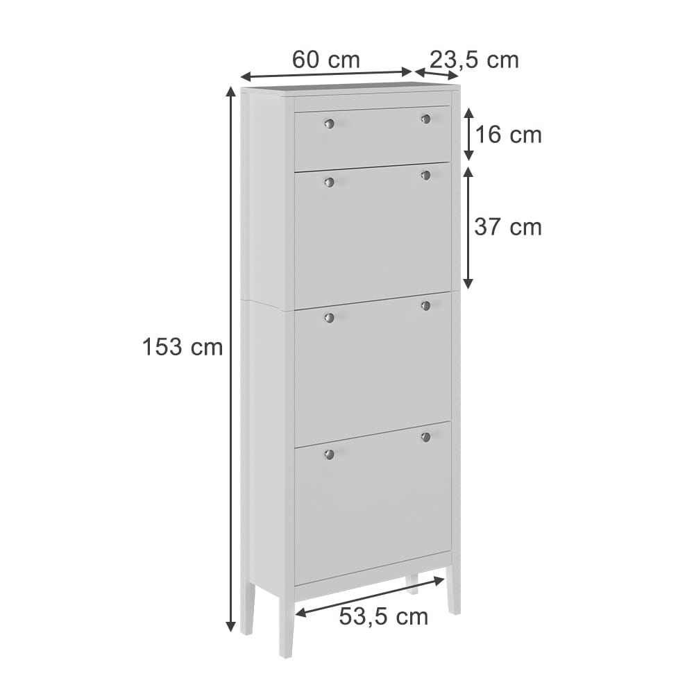 Schuhschrank , 3 Fächer Weiß 60x153cm - Maisons Du Monde