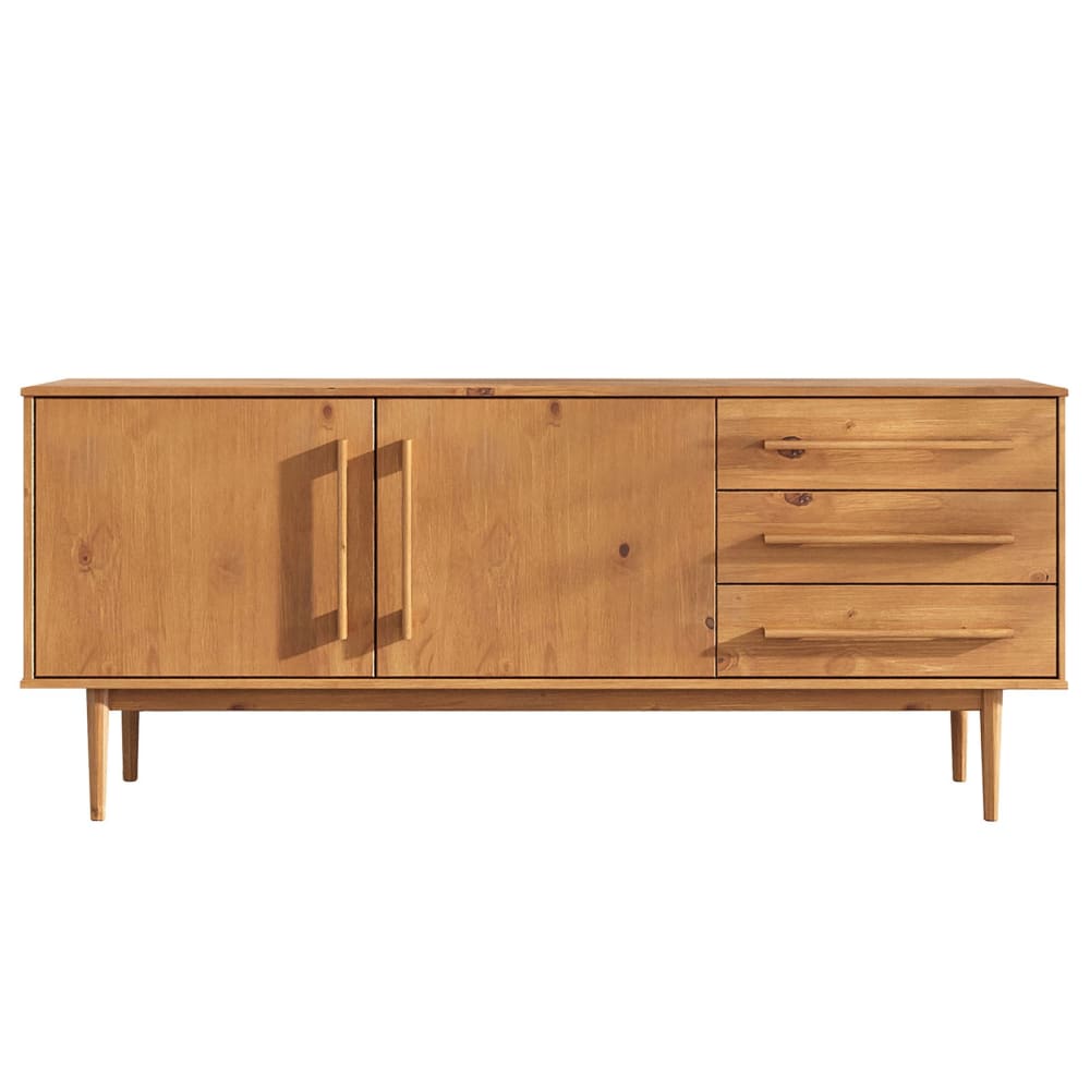 IDIMEX Sideboard mit 2 Türen und 3 Schubladen aus Massivholz, Eiche style modern Braun