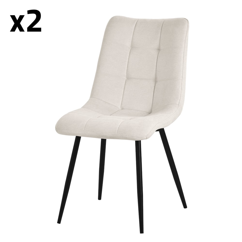 Lot de 2 chaises salle - polyester beige