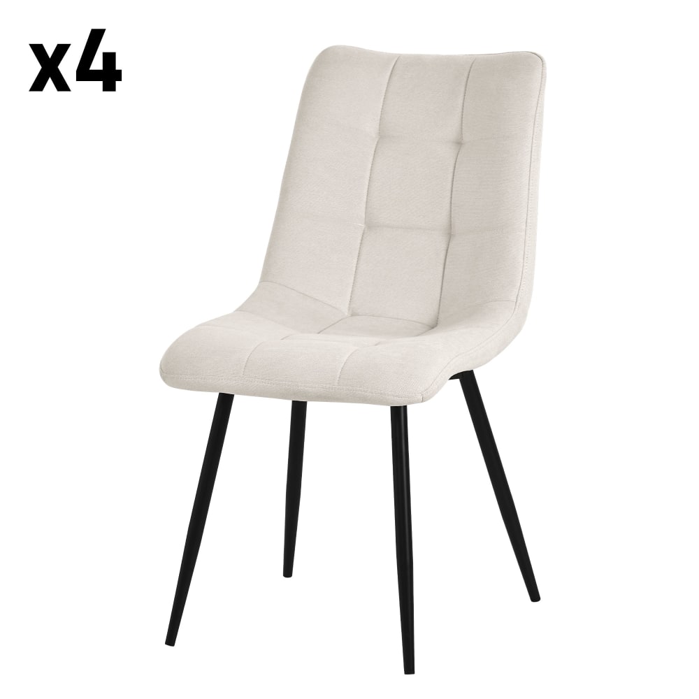 Lot de 4 chaises salle - polyester beige