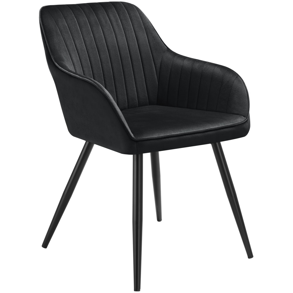 Chaise de salle à manger en velours matelassée capitonnée noir