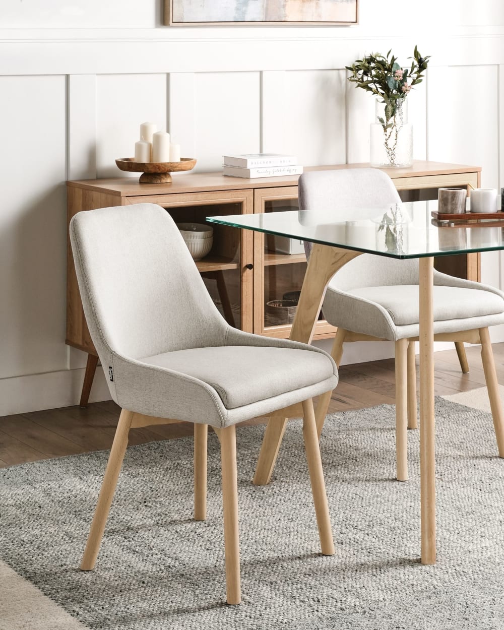 Lot de 2 chaises de salle à manger en tissu gris 49x82cm