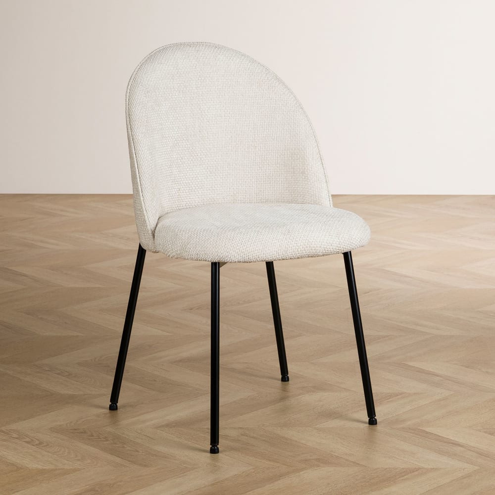 2er-Set Esszimmerstühle mit Stoffbezug, weiß - Maisons Du Monde