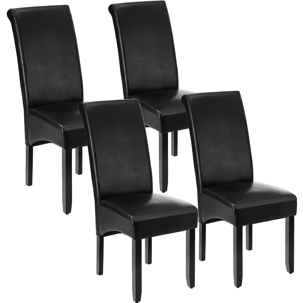 Ensemble 4 chaises de salle à manger cuir synthétique ergonomique noir