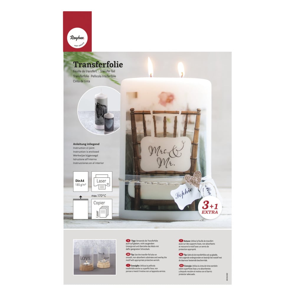 4 hojas de transferencia A4