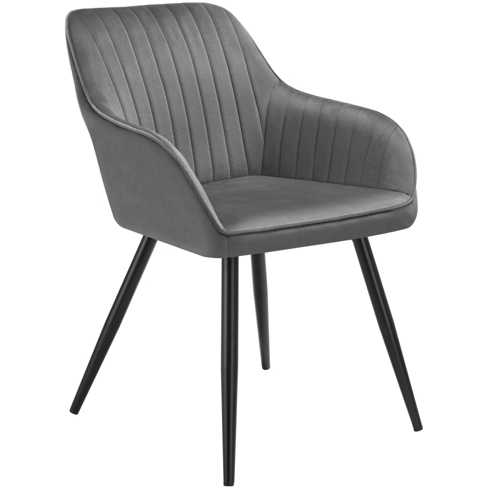 Chaise de salle à manger en velours matelassée capitonnée gris