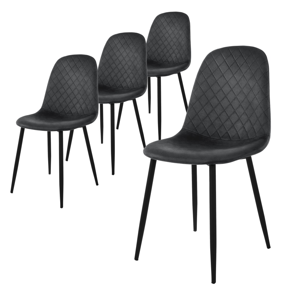 ML-Design Esszimmerstühle 4er Set Anthrazit, Samtbezug, Metallbeine, ergonomisch Grau Samt
