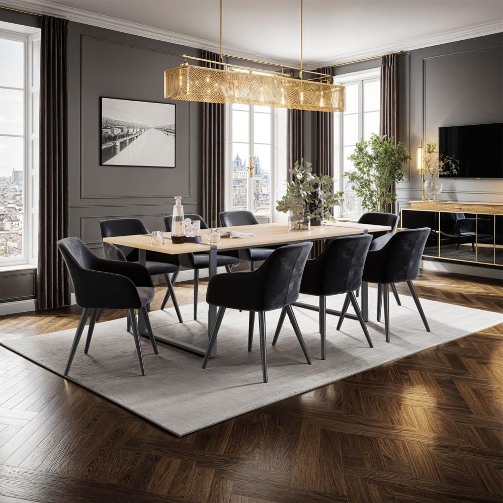 Lot 4 chaises ergonomiques cuir synthétique aspect velours noir