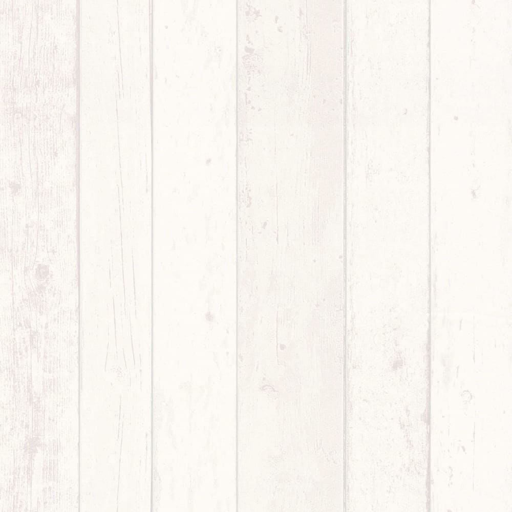 Home Maison Tapete Holzbrett style modern Weiß Pes - Polyester