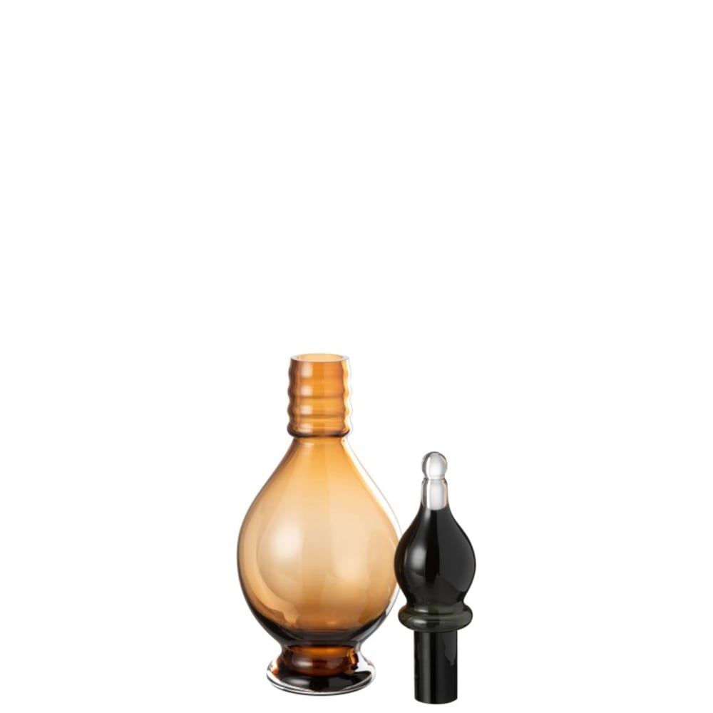 Vase avec bouchon en verre marron 13.5x13.5x40 cm — vue 3