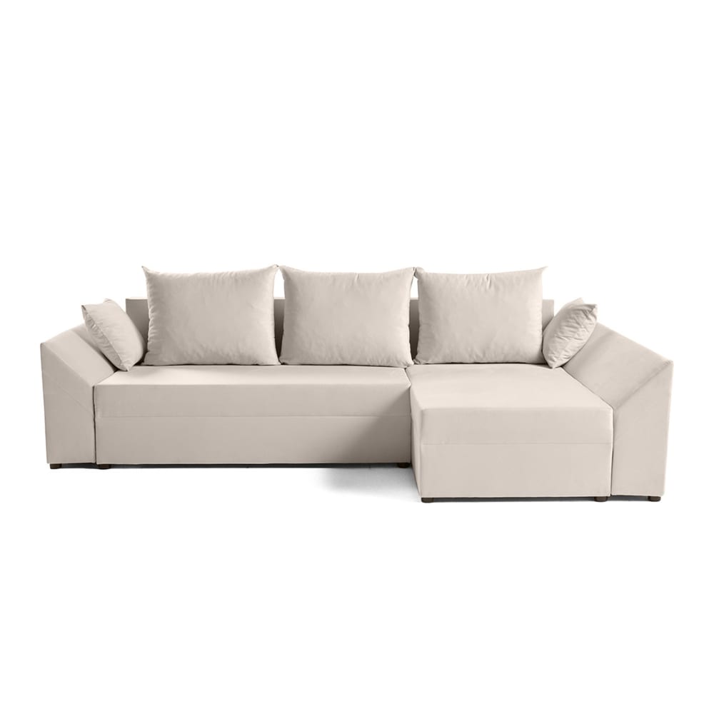 Canapé d'angle réversible convertible 4 places en velours beige