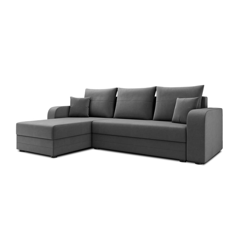 Canapé d'angle réversible convertible 4 places en velours gris