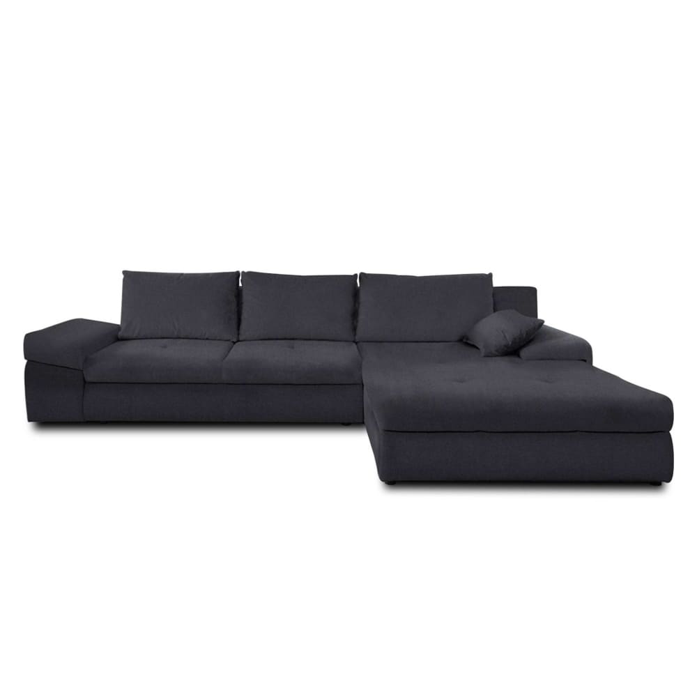 Canapé d'angle réversible convertible 5 places en tissu gris foncé