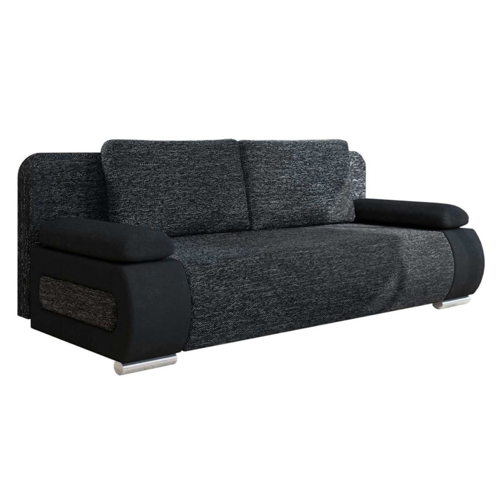 Canapé droit convertible 3 places en tissu noir / gris