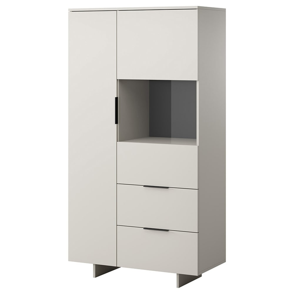 Vitrine 2 portes 2 tiroirs 5 étagères beige 90 x 170 cm