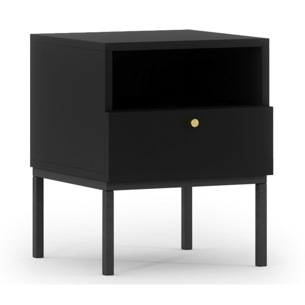 Table de chevet industriel 1 tiroirs 40 cm noir
