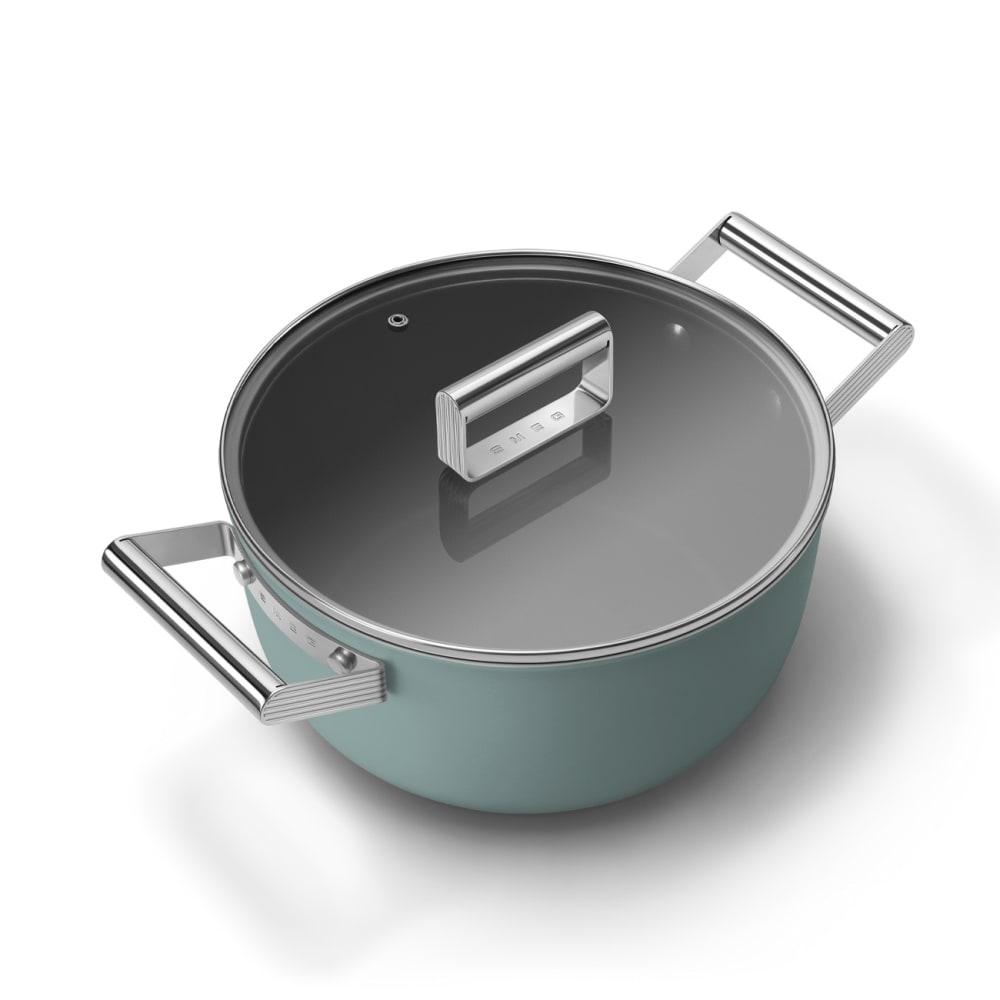 Faitout 24cm vert émeraude avec couvercle Smeg