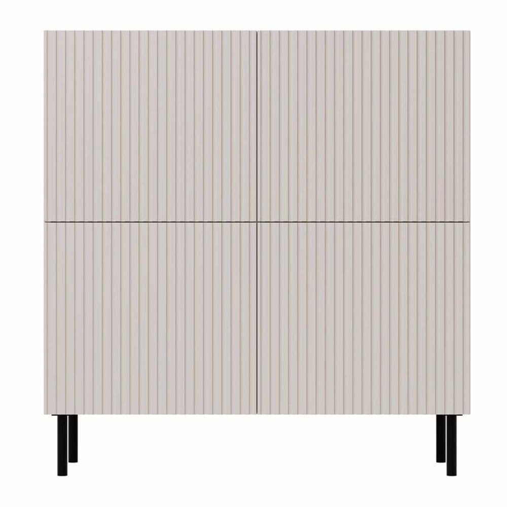 Buffet bas 3 portes ouverture par pression L156cm écru