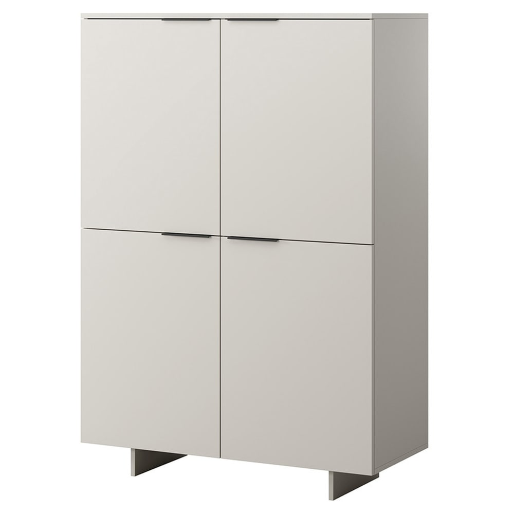 Buffet haut 4 portes 6 étagères L100cm beige