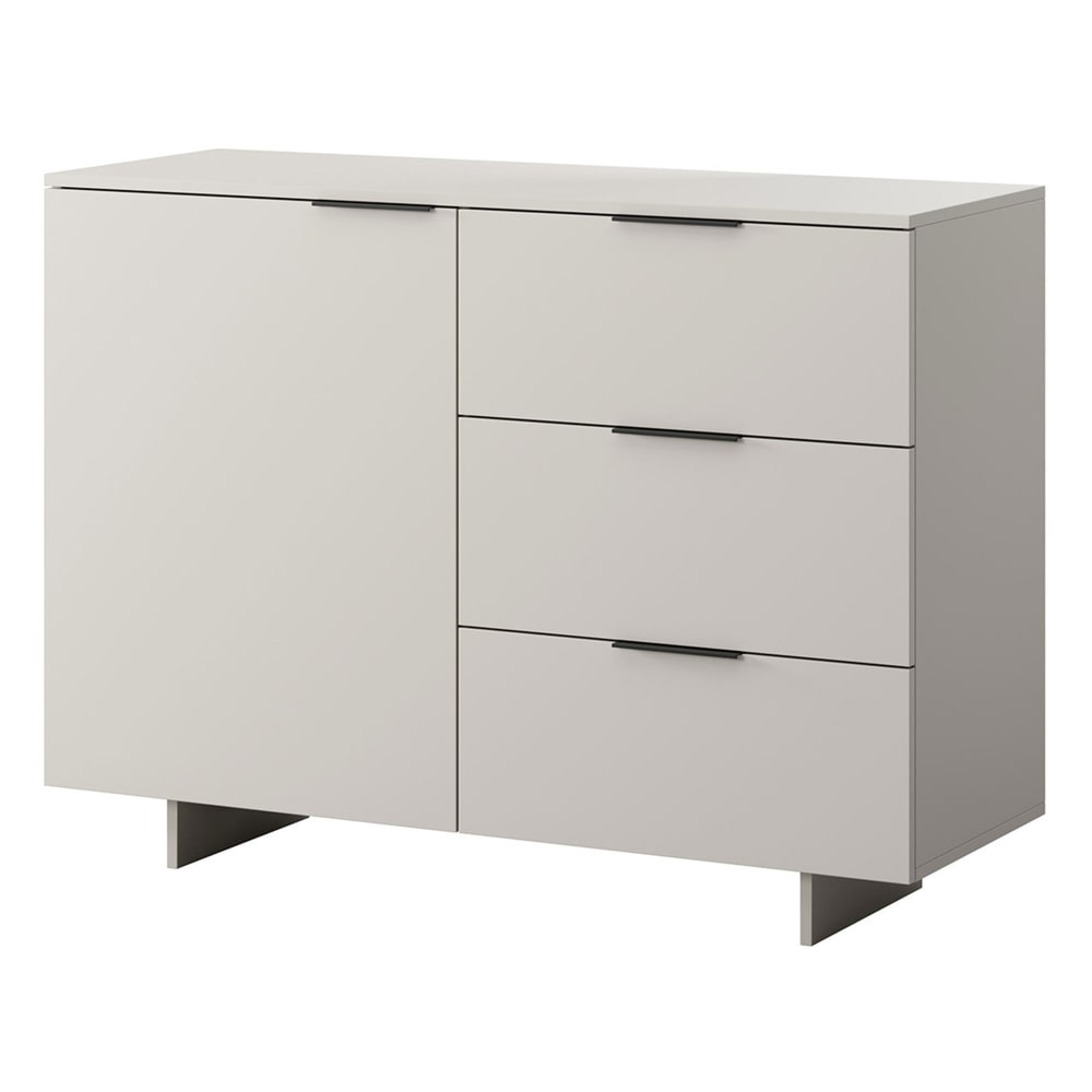 Buffet bas 1 porte 3 tiroirs L120cm beige